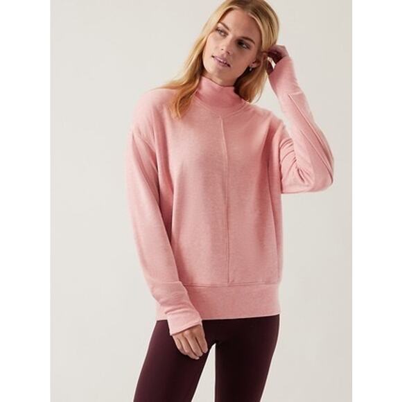 Athleta Pink Heather Apollo Crewneck Sweatshirt Size S - Picture 1 of 13